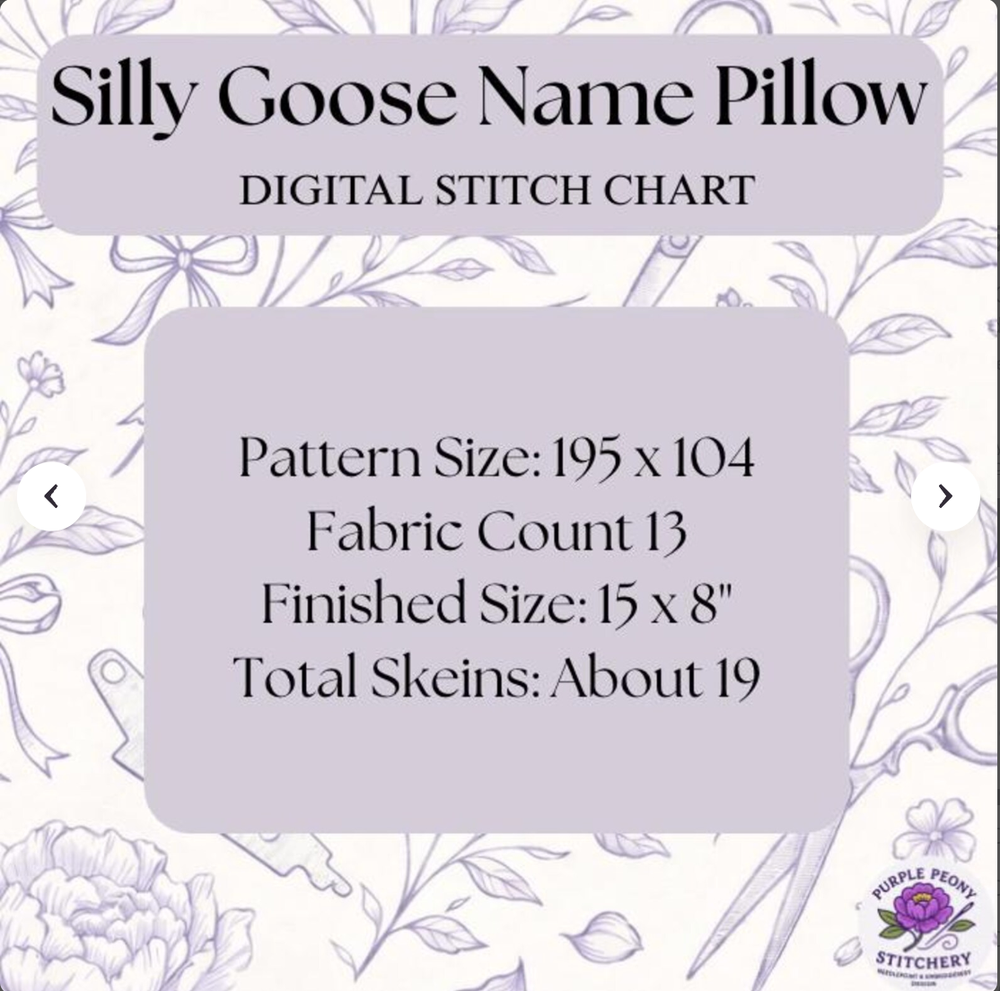 Silly Goose Name Pillow - 5 LETTER -Digital Needlepoint Chart - PDF Download.