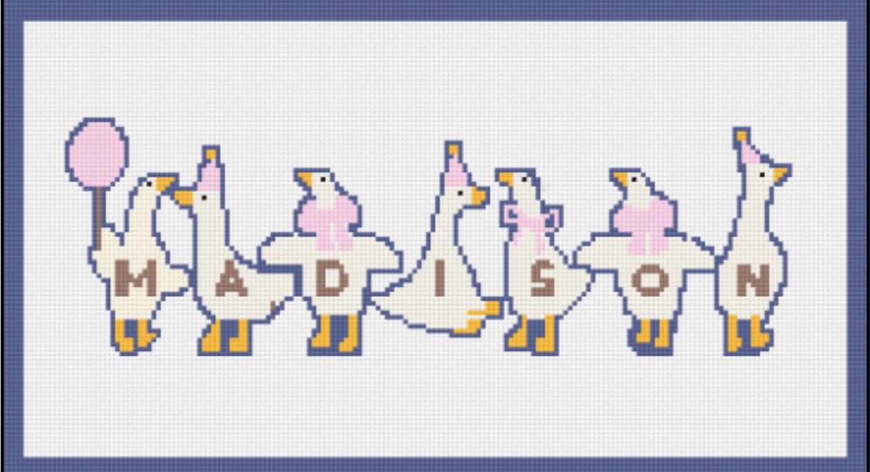 Silly Goose Name Pillow - 7 LETTER Digital Needlepoint Chart - PDF Download.