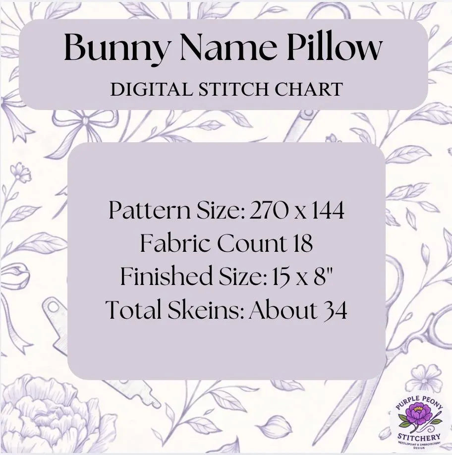 Bunny Name Pillow - Digital Needlepoint Chart - PDF Download. 5 LETTER.